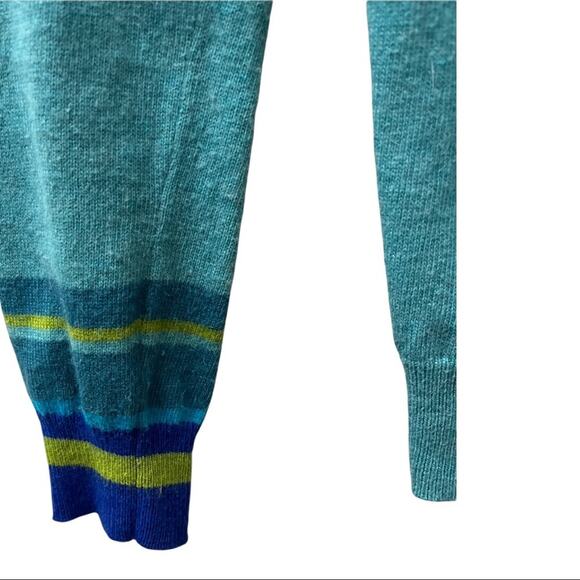 Boden Blue Teal Ruffle Front Cardigan Cashmere Angora Blend Size 4 - Picture 2 of 7